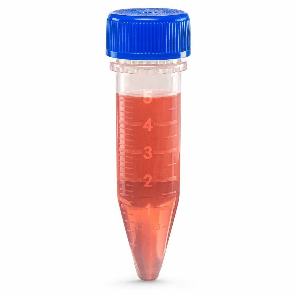 Diamond Midi Centrifuge Tube, 5.0mL, PP, Separate Blue Screw Cap, Graduated, 100 of Each/Bag, 5 Bags of Each/Carton