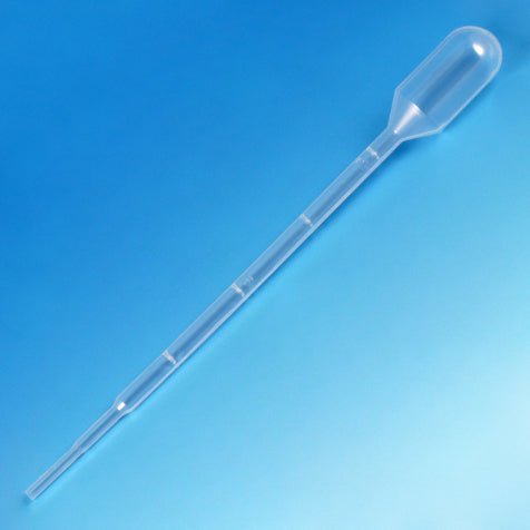 Transfer Pipet, 3.0mL, Small Bulb, Graduated to 1mL, 140mm, Bulb Draw – 2.2mL