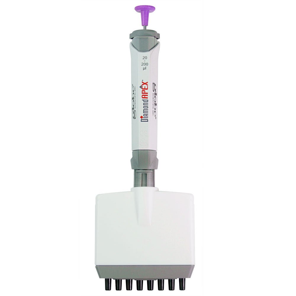 2 – 20uL Pipette, DiamondAPEX, Fully Autoclavable, 8-Channel, Adjustable Volume, Yellow (Tip Group A)