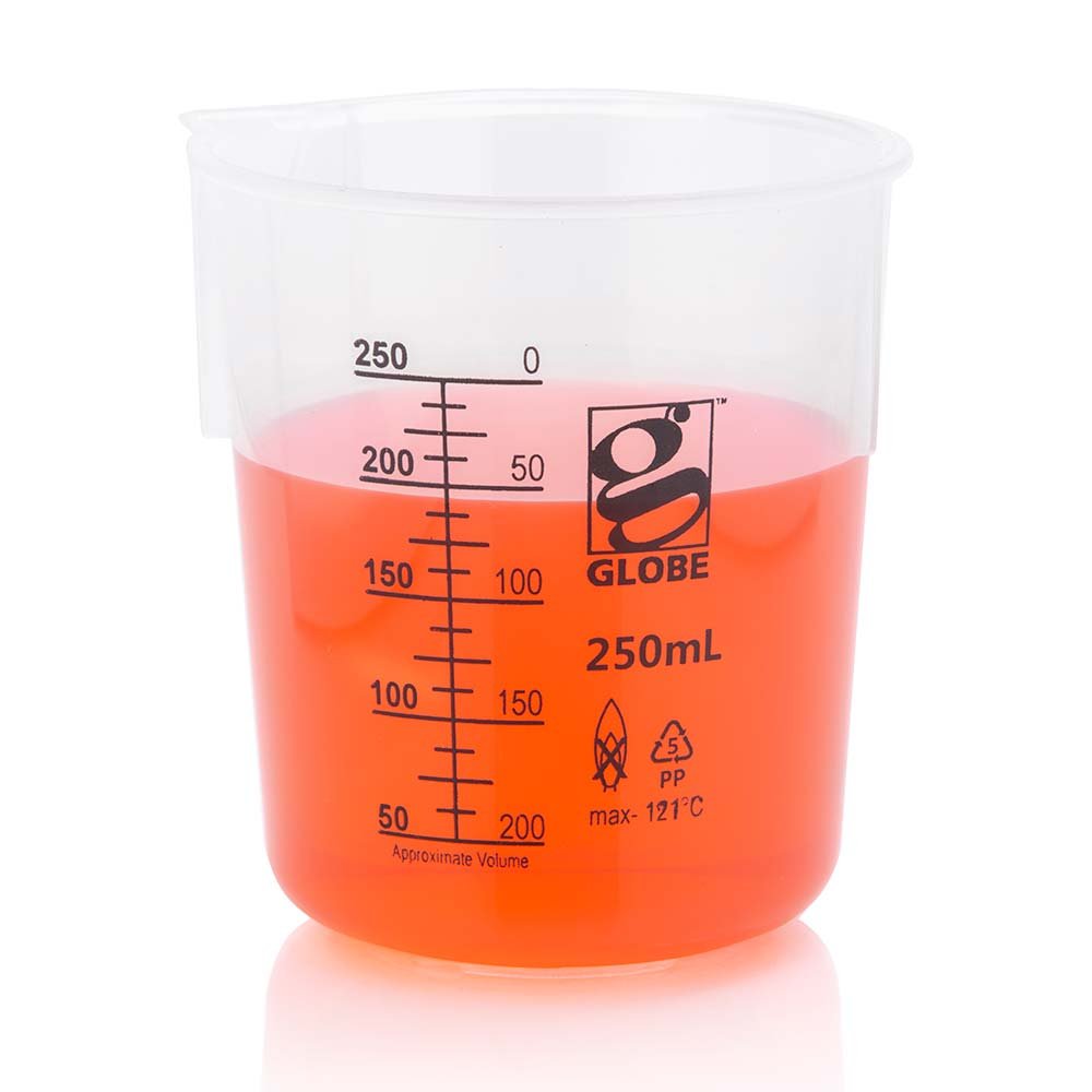 250mL Beaker, Diamond Essentials, Griffin Style, Low Form, Printed Graduations, PP