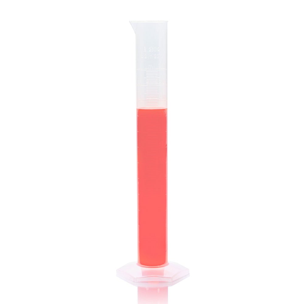 250mL Cylinder, Measuring, Diamond Essentials, Class B, PP, Molded Graduations, tall form
