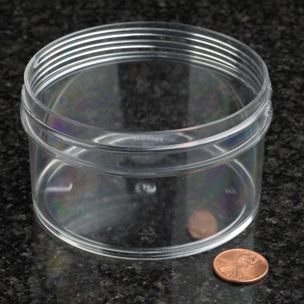 Jar, Wide Mouth, 180mL (6oz), PS, 89mm Opening, 3 3/16 x 1 7/8″  (Screw Cap Packaged Separately)