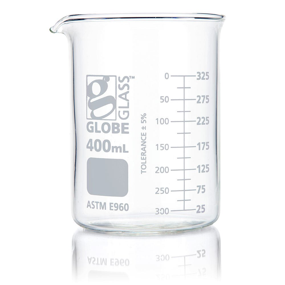 400mL Beaker, Globe Glass, Low Form Griffin Style, 12/Box, 48/Case