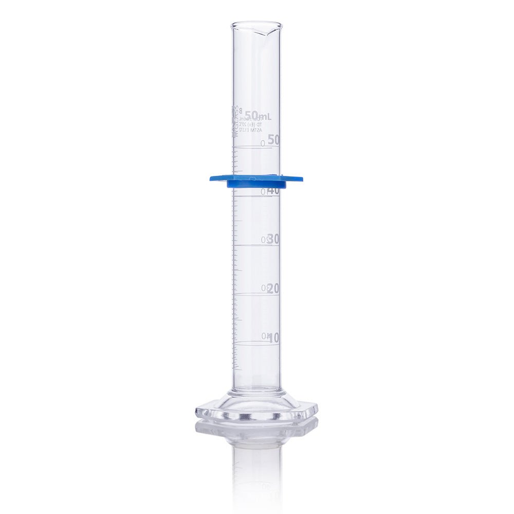 50mL Graduated Cylinder, Globe Glass, Class B, 4/Box, 24/Case