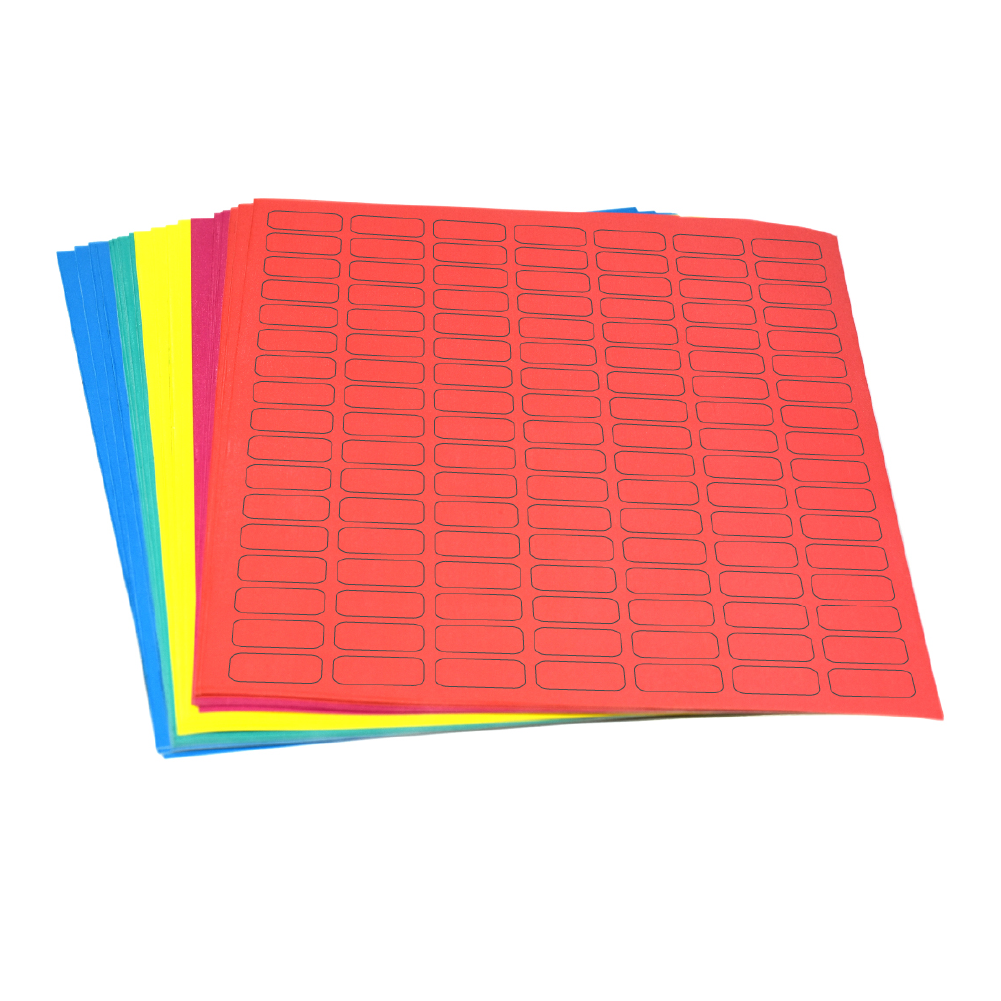 Label Sheets, Cryo, 24x13mm, for 0.5mL Tubes, Assorted Colors (595 labels in blue, green, violet, red and yellow)
