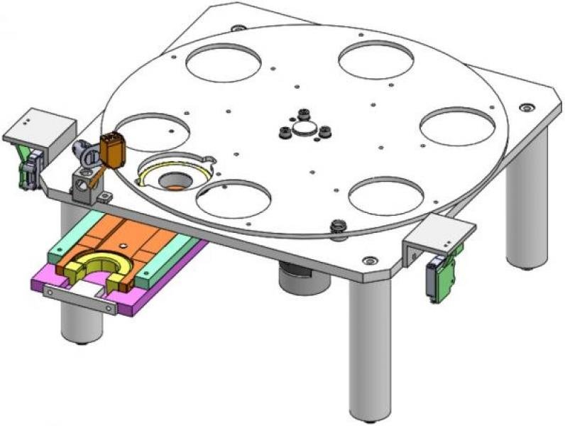 SOUS-SYSTEME MECANIQUE – DEPILEUR DE BOUCHONS – Ensemble reposant sur 4 colonnes, identique à celui de la machine réf MLP335