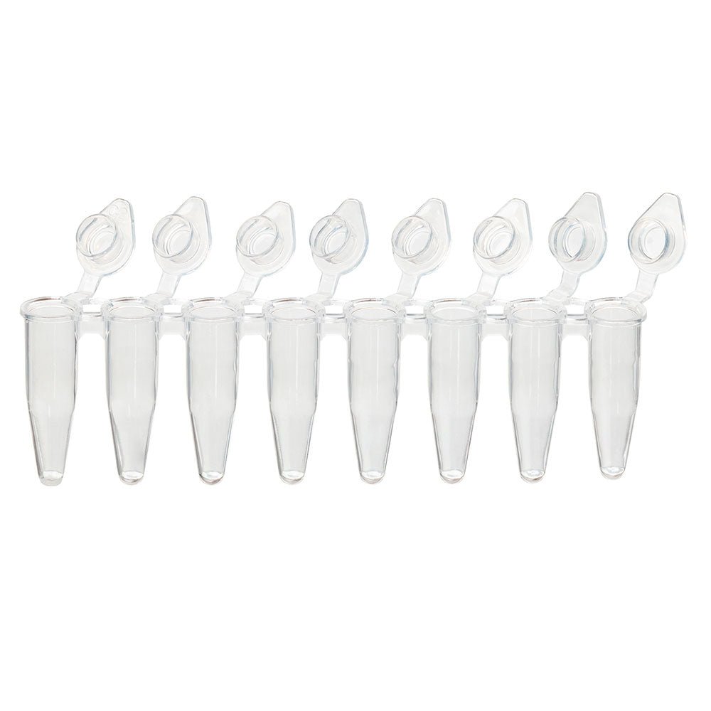 DiamondLink 0.2mL 8-Strip Tubes, with Individually-Attached Flat Caps, Clear