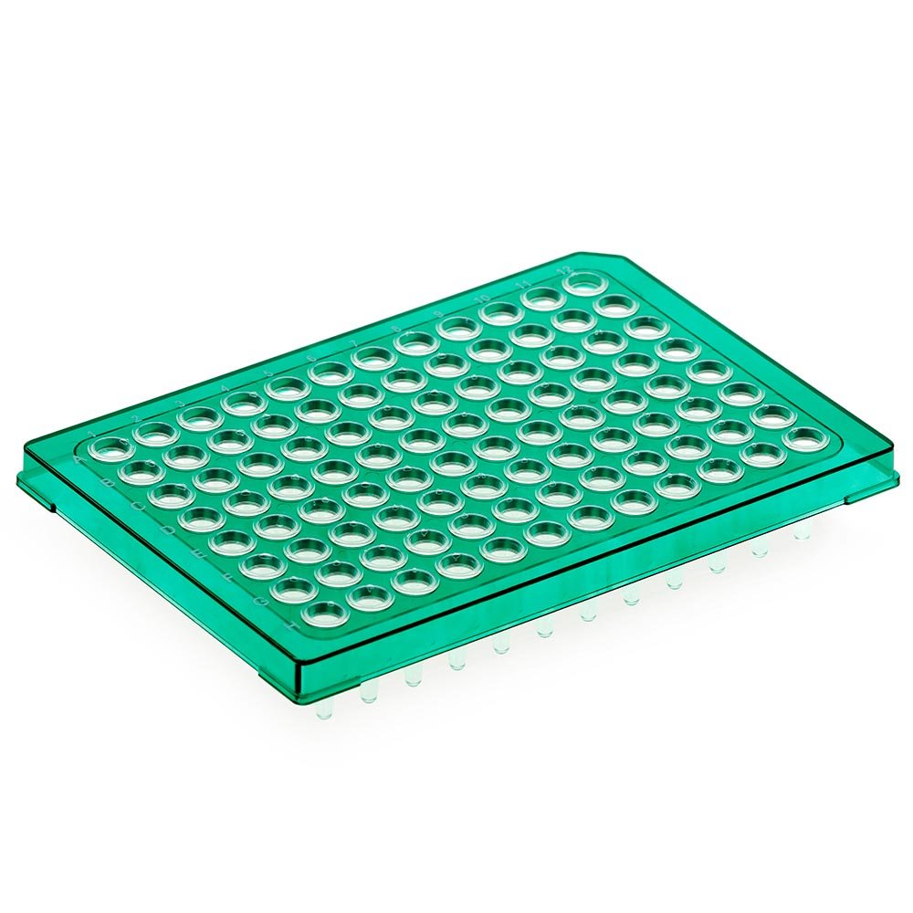 Special Order – Diamond Shell 0.2mL 96 well PCR Plate, Half skirt, Green PC frame and PP wells